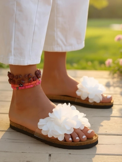 Royalfashion Claquettes pour femmes avec fleurs Flora Soft