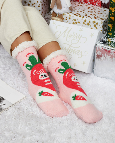 Chaussettes pour femmes rouges avec motif de Noël - Sous-vêtements