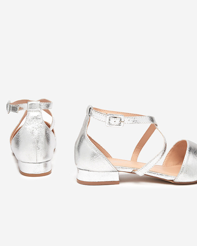 OUTLET Ballerines femme argentées à talons plats Osies- Shoes