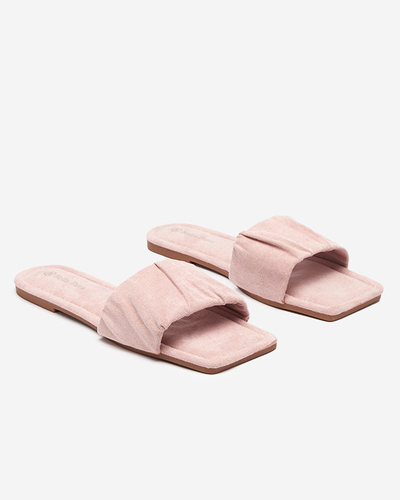 Chaussons plats femme en éco-daim rose Nesico - Souliers