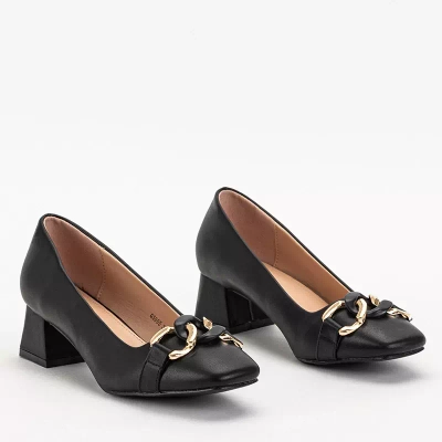 OUTLET Escarpins noirs pour femmes sur tige basse avec décoration Vetina - Chaussures