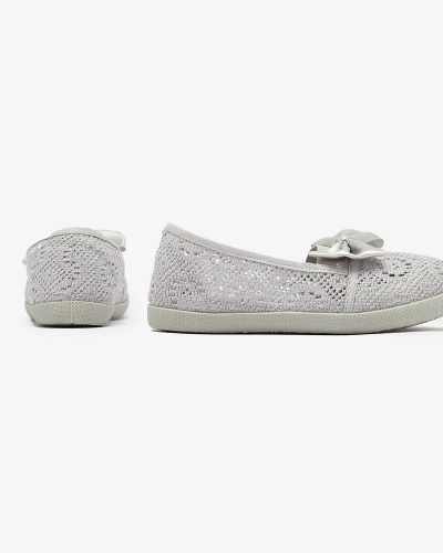 Baskets grises à enfiler avec nœud pour filles Sweet Life - Chaussures
