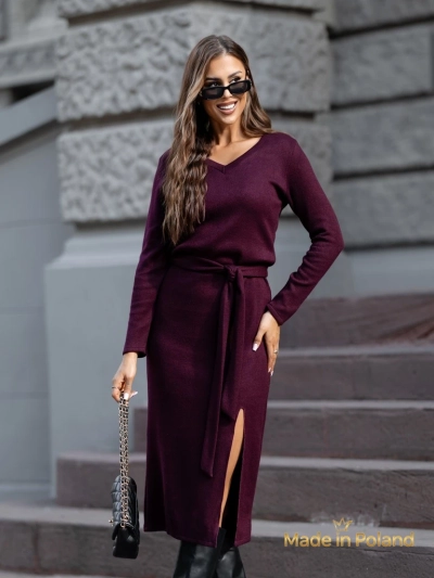 Robe midi en viscose pour femme, style pull