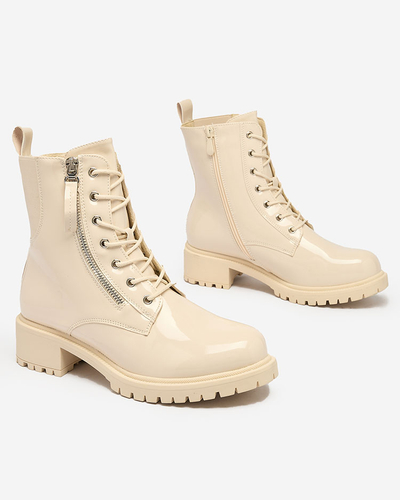 Royalfashion Bottes Seddaga en cuir écologique beige pour femmes