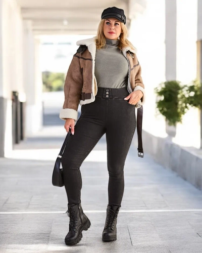 Pantalons treggings en coton pour femmes PLUS SIZE de Royalfashion
