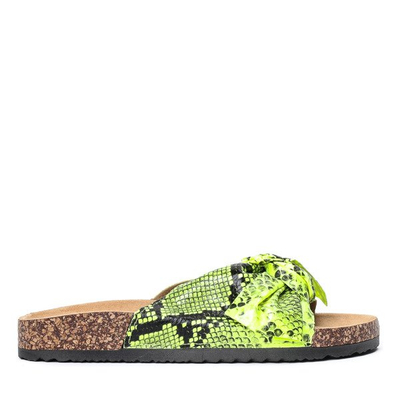 Chaussons en peau de serpent vert fluo Snake Skin - Footwear