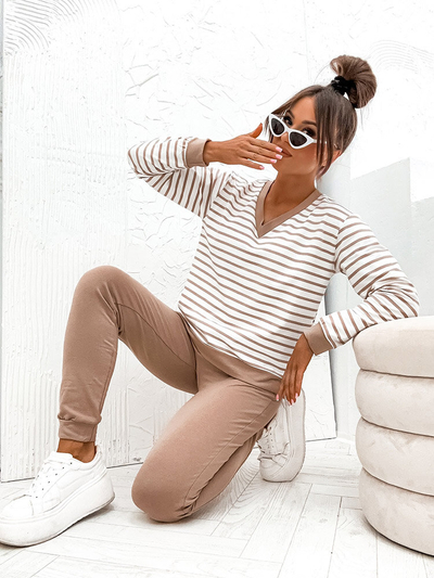 Royalfashion Ensemble coton rayé pour femme