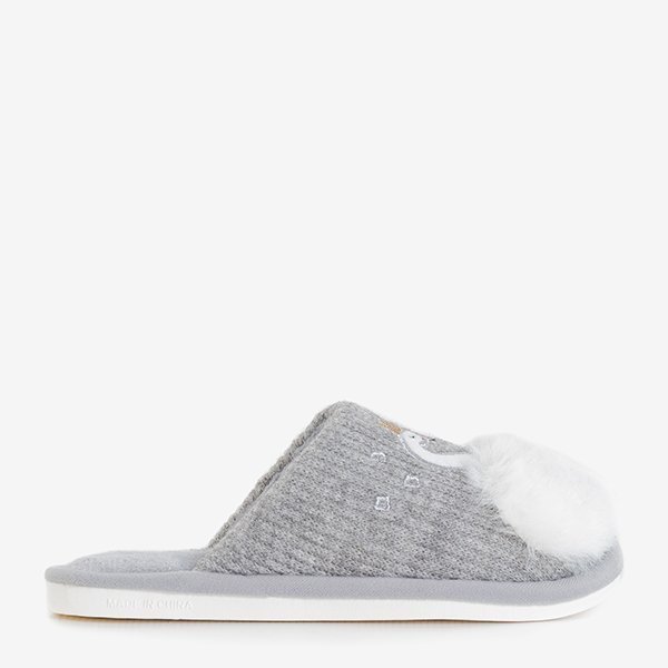 Chaussons femme gris avec un cygne Assul - Chaussures