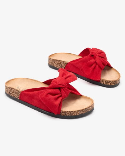 Tongs rouges pour femme avec nœud Rofdoo- Footwear