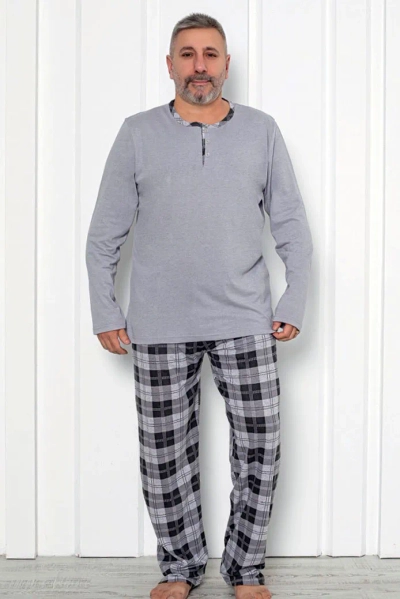 Pyjamas en coton à carreaux pour hommes ROYALFASHION GRANDE TAILLE
