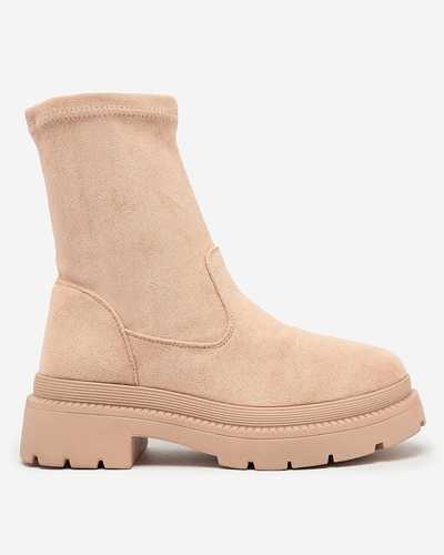 Royalfashion Bottes en suédine écologique pour femmes en beige Classy Girl