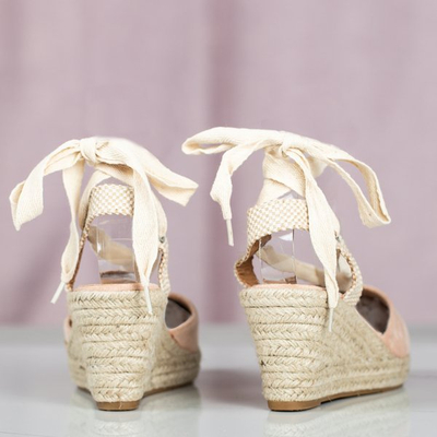 Espadrilles compensées roses avec liens margaretta - Chaussures