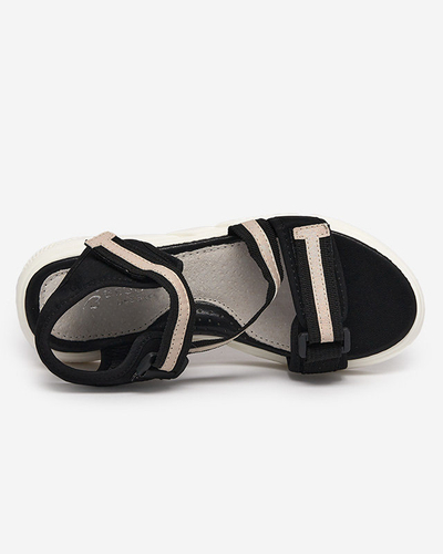 Sandales enfant noires et beiges fermées par velcro Modis - Chaussures