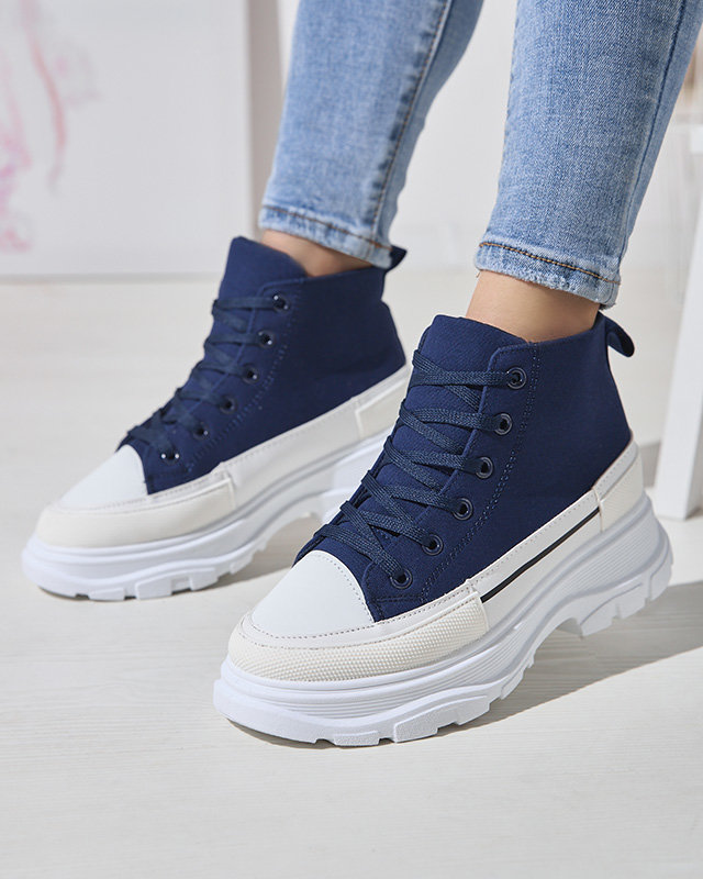 OUTLET Chaussures de sport hautes pour femmes de type tennis, bleu marine Dolla- Footwear