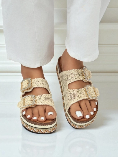 Royalfashion Mules pour femme avec boucles strass GlamCork