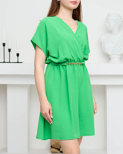 Robe verte pour femme avec une chaîne décorative - Vêtements