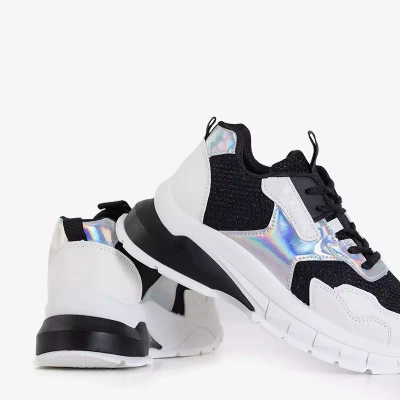 OUTLET Baskets de sport noires pour femmes avec inserts holographiques Agapila - Chaussures