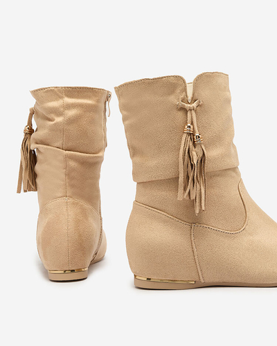 Royalfashion Bottes en éco-suède beige avec ancre cachée Lovely