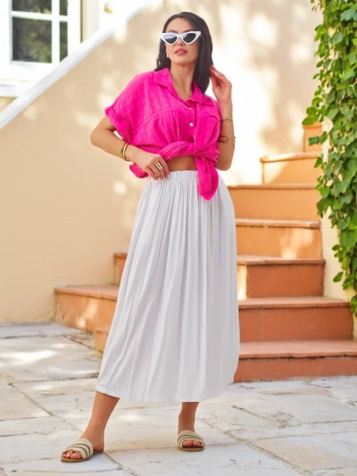 Jupe d'été midi en viscose pour femmes Royalfashion, légère avec deux poches