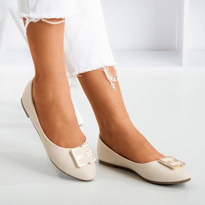 OUTLET Ballerines femme beiges avec un ornement sur la pointe Rionach - Chaussures