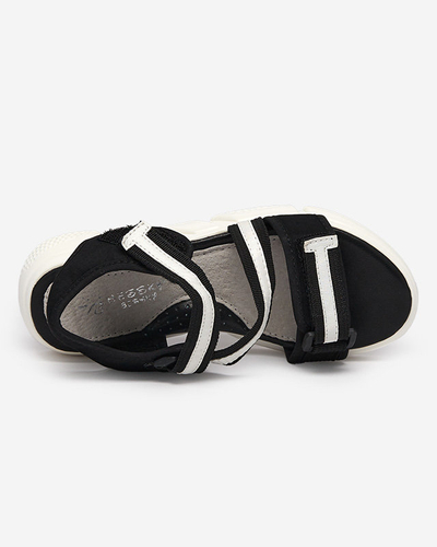 Sandales enfant noires et blanches fermées par velcro Modis - Chaussures