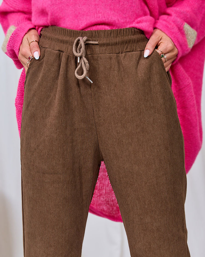 Royalfashion Pantalon en velours côtelé pour femme, de couleur marron