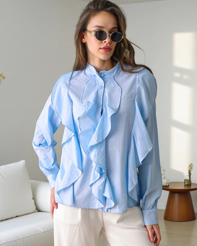 Chemise en coton Royalfashion décorée de volants et boutonnée