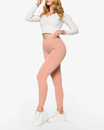 Leggings côtelés roses pour femme - Vêtements