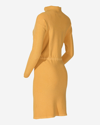 Robe pull femme jaune à col roulé - Vêtements