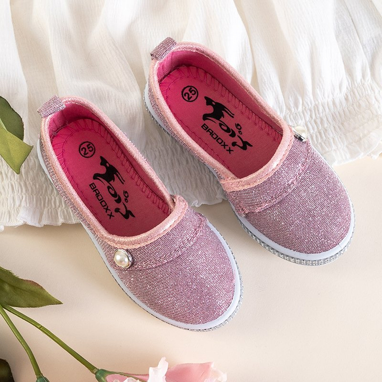 Ballerines enfants roses à décor Vual - Chaussures