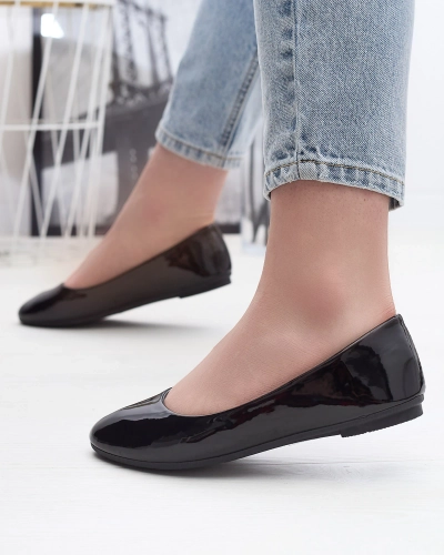 OUTLET Royalfashion Ballerines laquées pour femme noir Fama