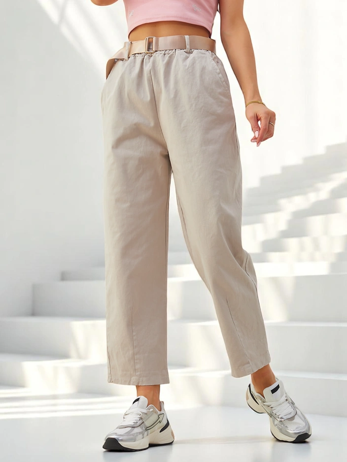 Royalfashion Pantalons droits en coton pour femmes
