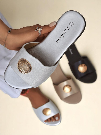 Royalfashion Claquettes plates pour femmes Golden Slip