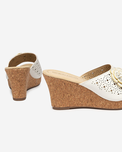 OUTLET Chaussons compensés femme beige Dombas- Footwear