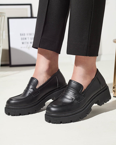 Mocassins noirs en cuir écologique pour femmes Firlonna- Footwear