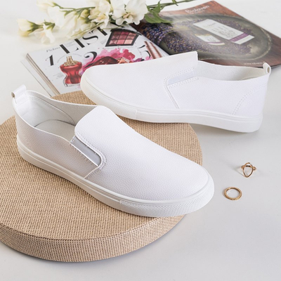 Baskets femme en éco-cuir blanc à enfiler Mariko - Footwear