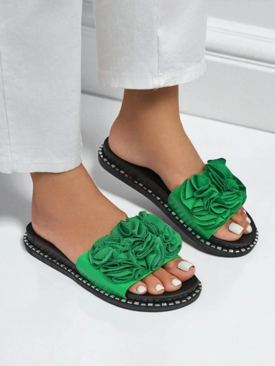 Royalfashion Mules à semelle plate pour femme Flora Verde