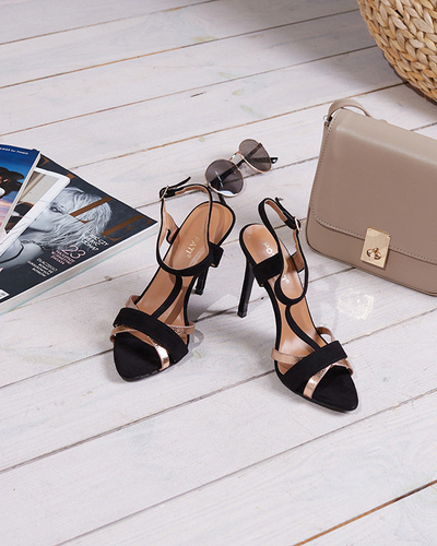 OUTLET Sandales noires pour femme à talon haut Isso-Shoes