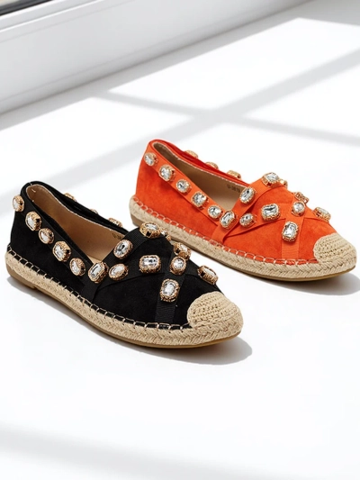 Espadrilles pour femmes noires avec cristaux Wamba - Chaussures