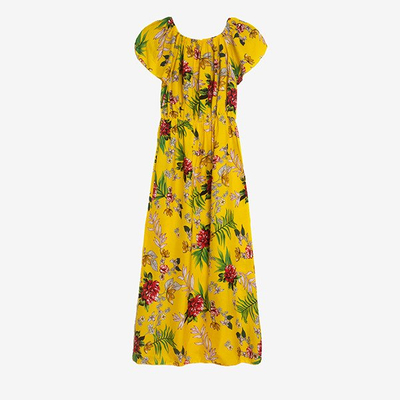 Robe longue fleurie jaune - Vêtements