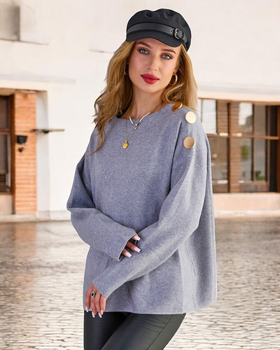 Royalfashion Pull fin pour femme avec décorations sur les épaules