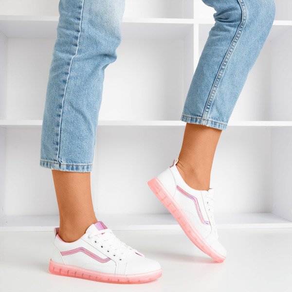 Sneakers femme blanches avec insert Domsca holographique rose - Chaussures 1