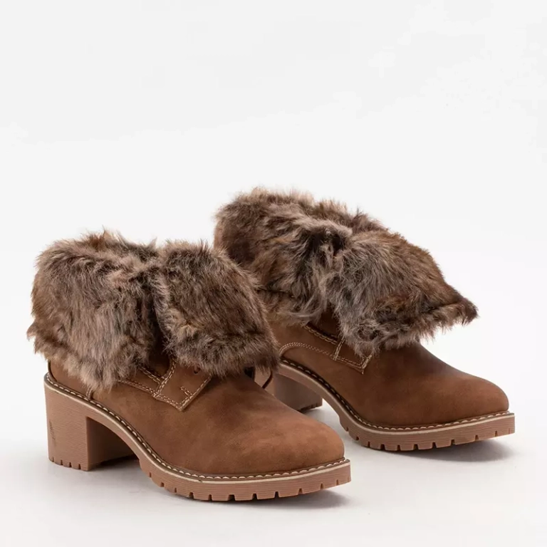 OUTLET Bottines à lacets femme marron sur tige basse Kalera - Chaussures