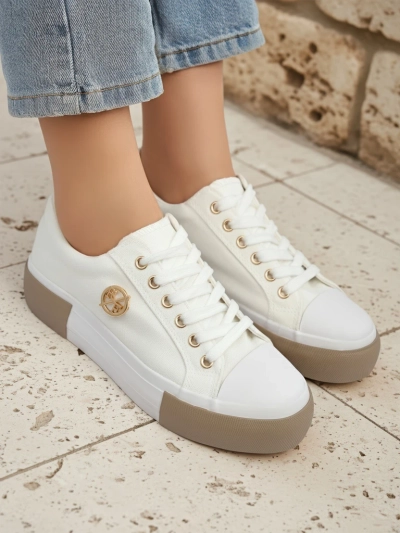 Baskets blanches en toile Aurelio pour femme