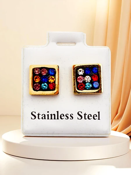 Royalfashion Boucles d’oreilles carrées pour femme avec zircon cubique