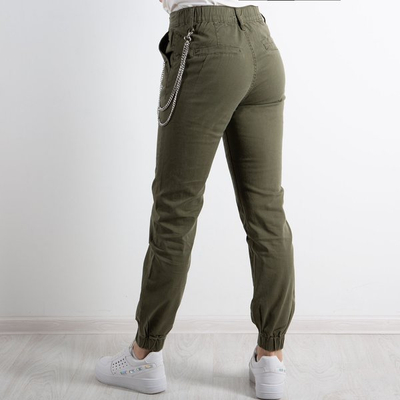 Pantalon cargo vert pour femme avec chaîne - Pantalon 1