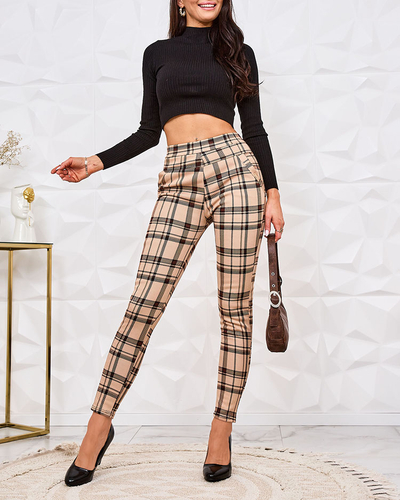 Royalfashion Teggings femme à carreaux réchauffés