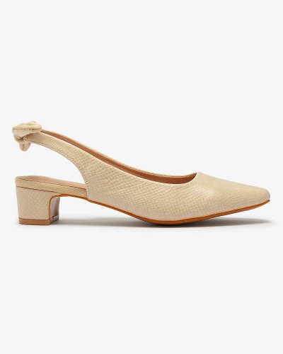 Escarpins femme beige avec gaufrage et nœud Olikasa - Chaussures