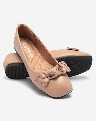 Ballerines marron clair pour femme avec décoration sur le nez Caxien- Footwear