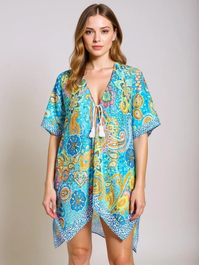 Robe Paréo Aurora Riviera - tissu coloré Royalfashion, col en V